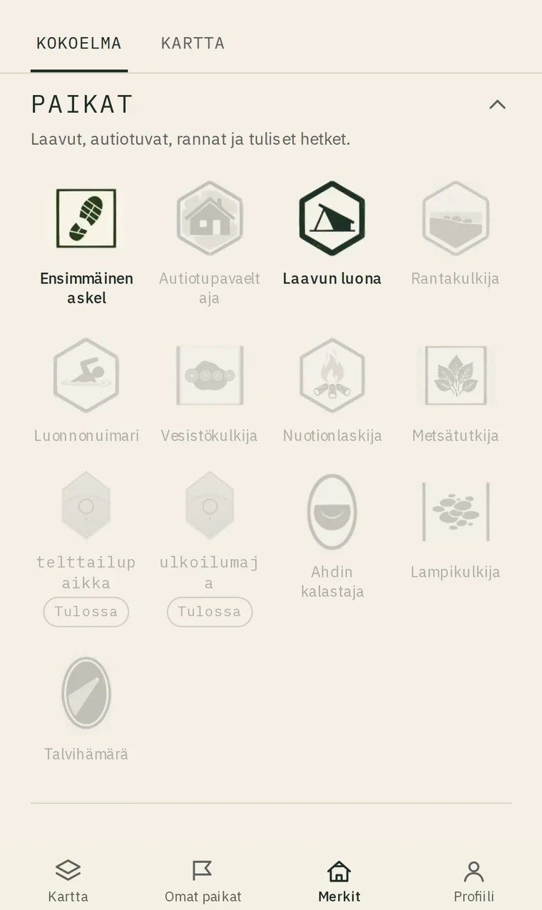 Polkuoppaan merkit — ansaitut ja vielä ansaitsemattomat paikkamerkit