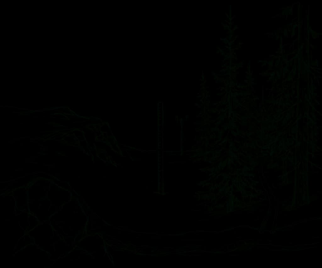 Piirroskuvitus yhdestä talvimaisemasta. Vasemmalla on kalliorinne, keskellä avoimella aukealla seisovat mittakeppi ja sääasema, ja oikealla kuusimetsän läpi kulkee latu-ura.