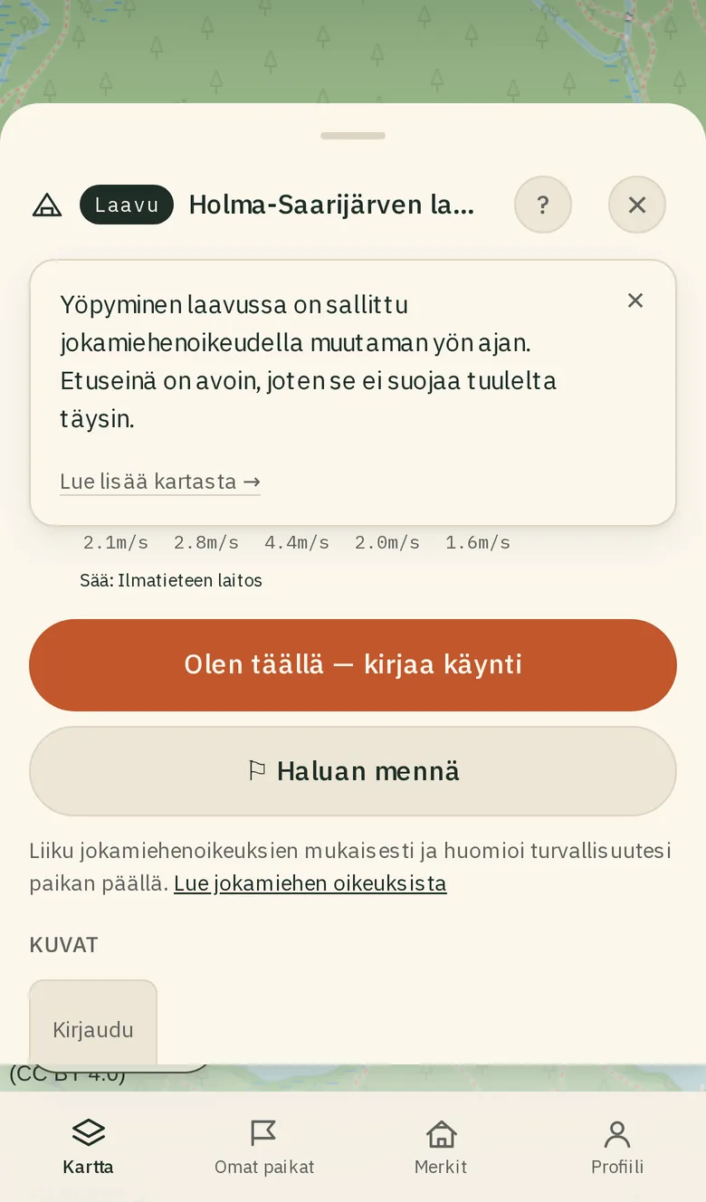 Kohdekortin "?"-kuvakkeen avaama ohjeikkuna kohteen tyypistä.