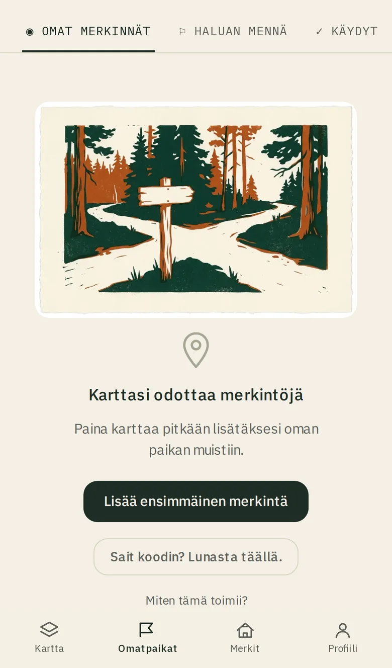 Lunastetut merkinnät vastaanottajan Omat merkinnät -listalla.