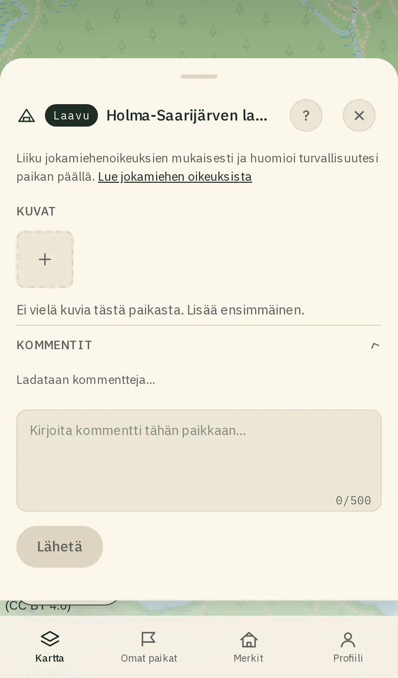 Kommentin kirjoituskenttä ja Lähetä-painike.