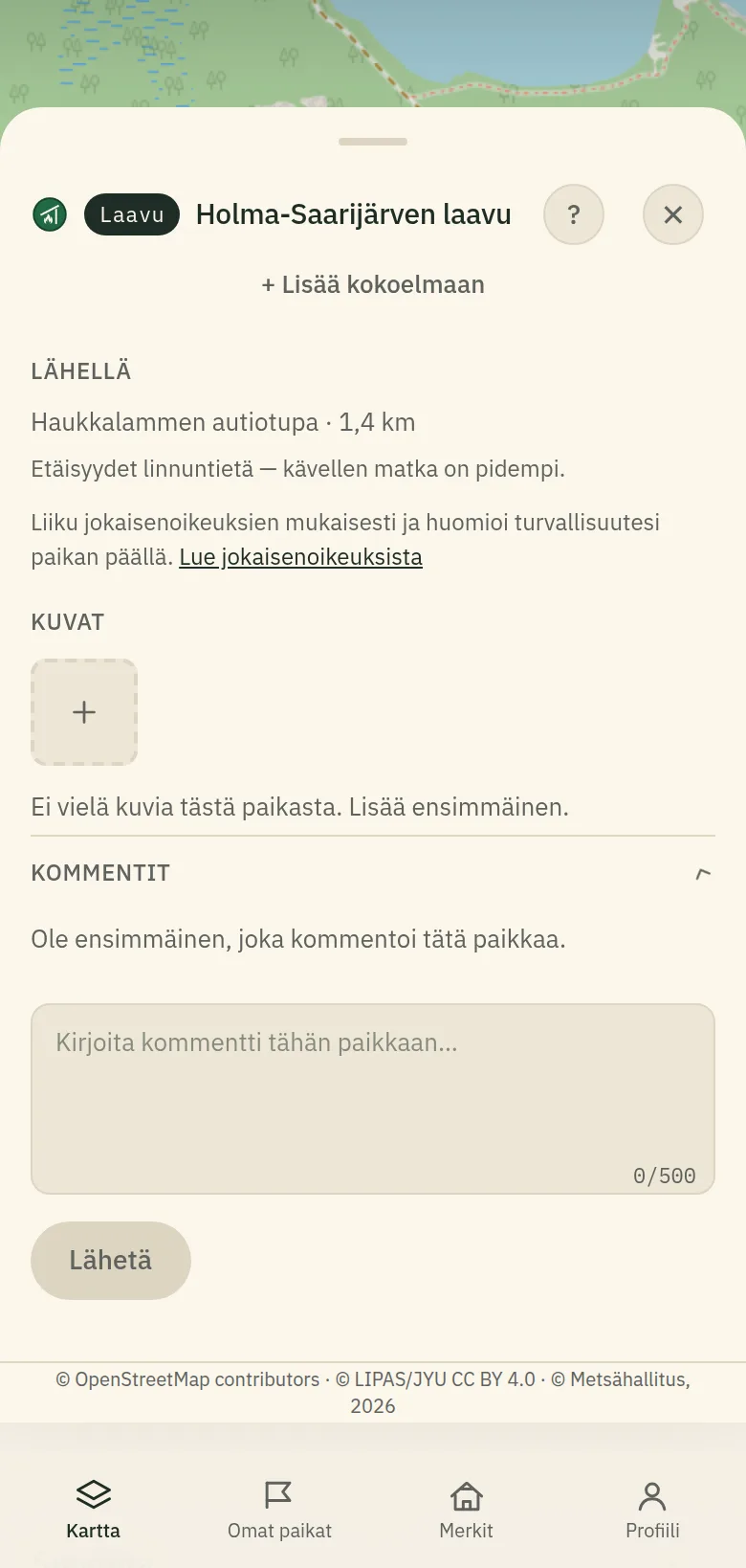 Kommentin kirjoituskenttä ja Lähetä-painike.