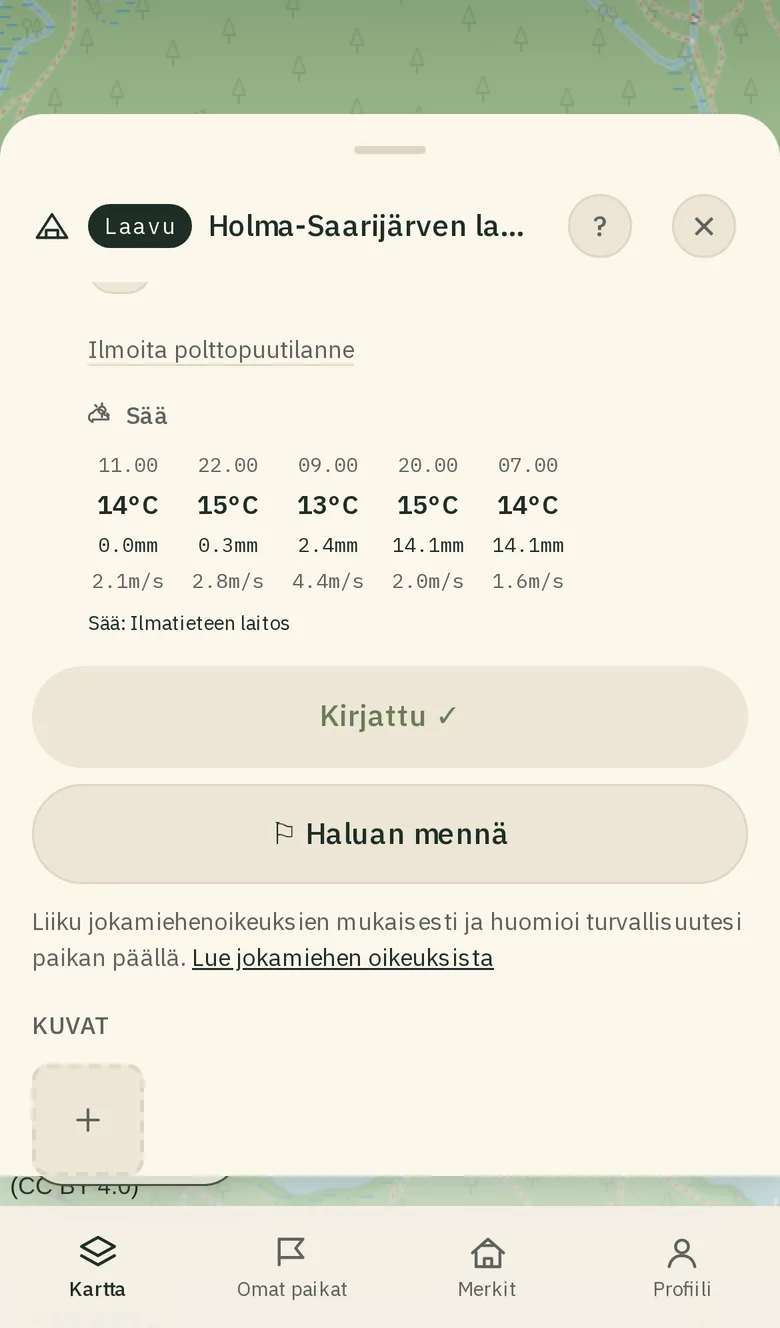 "Lisää kuva" -painike kuvaosiossa.